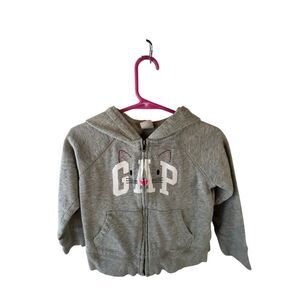 Gap 2t‎ girls zipper hoodie gray kitty jacket